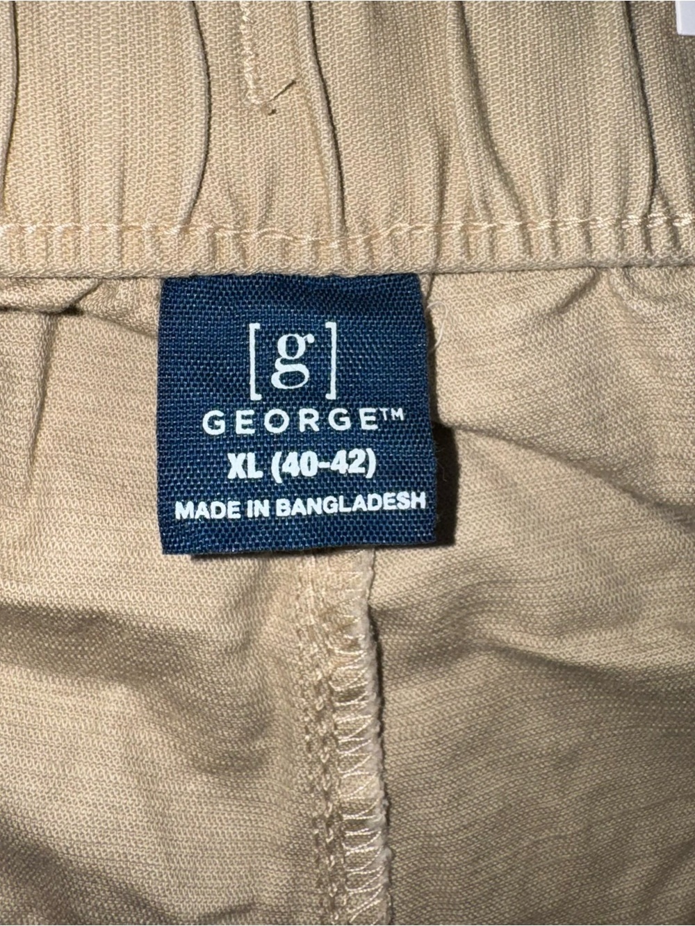 George Men’s Weekend Chino Pull-On Pants XL 40-42 Khaki Stretch Straight Leg - Picture 6 of 15